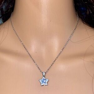 Aurora Silver Star 14k Gold plated Pendant Necklace 18”